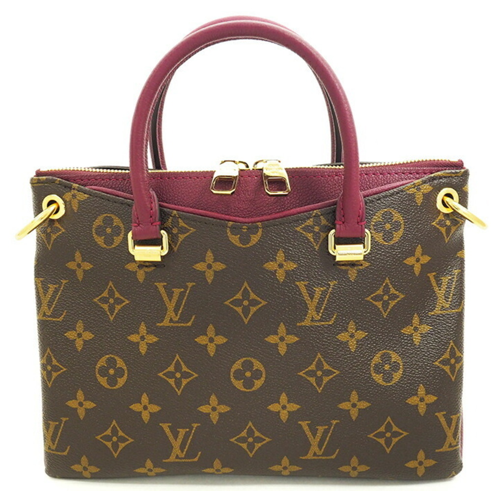 Louis Vuitton Pallas Handbag Monogram Canvas Leather Brown Shoulder Bag